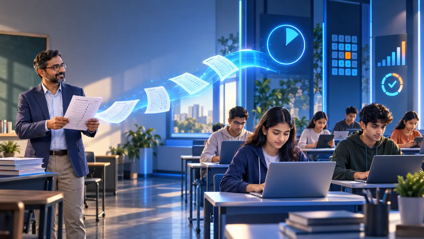Educator transforming question papers into a digital examination experience